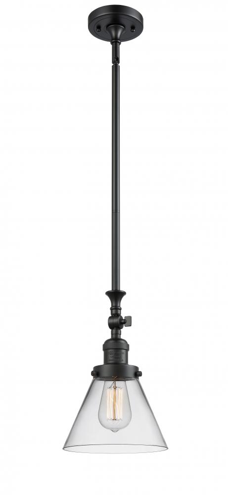 Cone - 1 Light - 8 inch - Matte Black - Stem Hung - Adjustable Mini Pendant