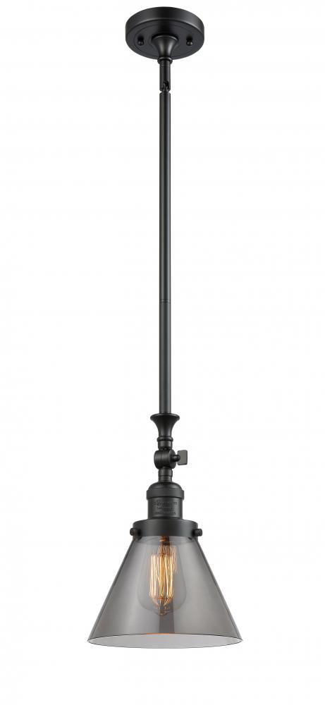 Cone - 1 Light - 8 inch - Matte Black - Stem Hung - Adjustable Mini Pendant