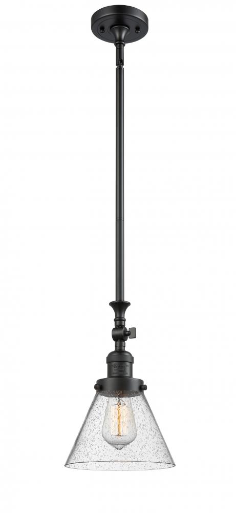 Cone - 1 Light - 8 inch - Matte Black - Stem Hung - Adjustable Mini Pendant
