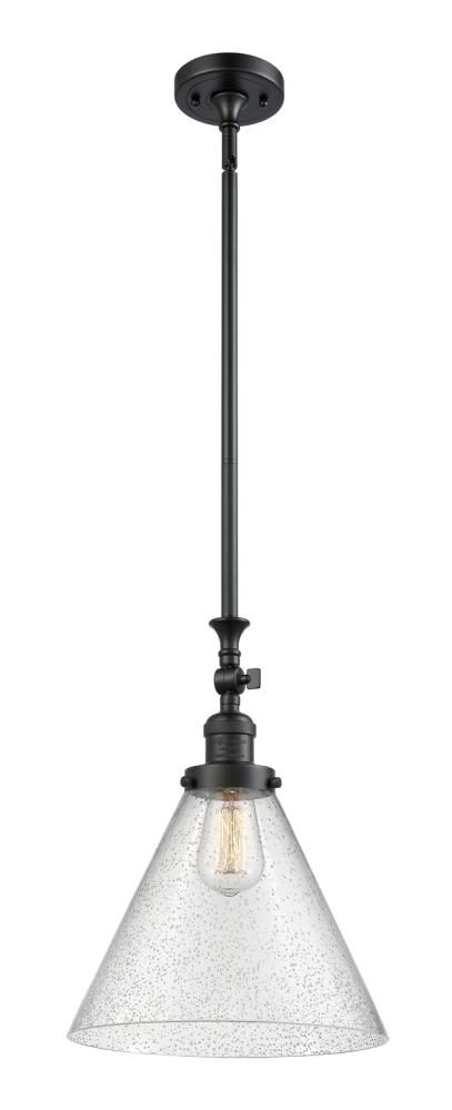 Cone - 1 Light - 12 inch - Matte Black - Stem Hung - Adjustable Mini Pendant