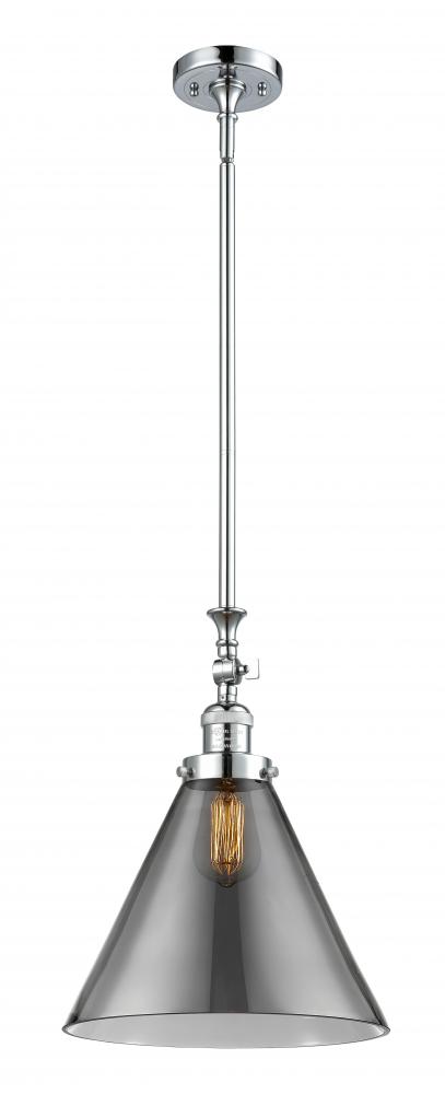Cone - 1 Light - 12 inch - Polished Chrome - Stem Hung - Adjustable Mini Pendant