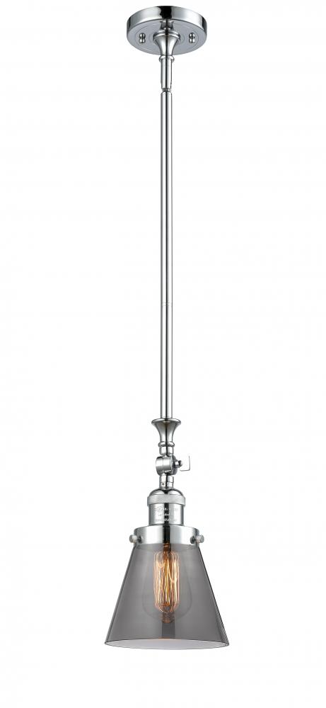Cone - 1 Light - 6 inch - Polished Chrome - Stem Hung - Adjustable Mini Pendant