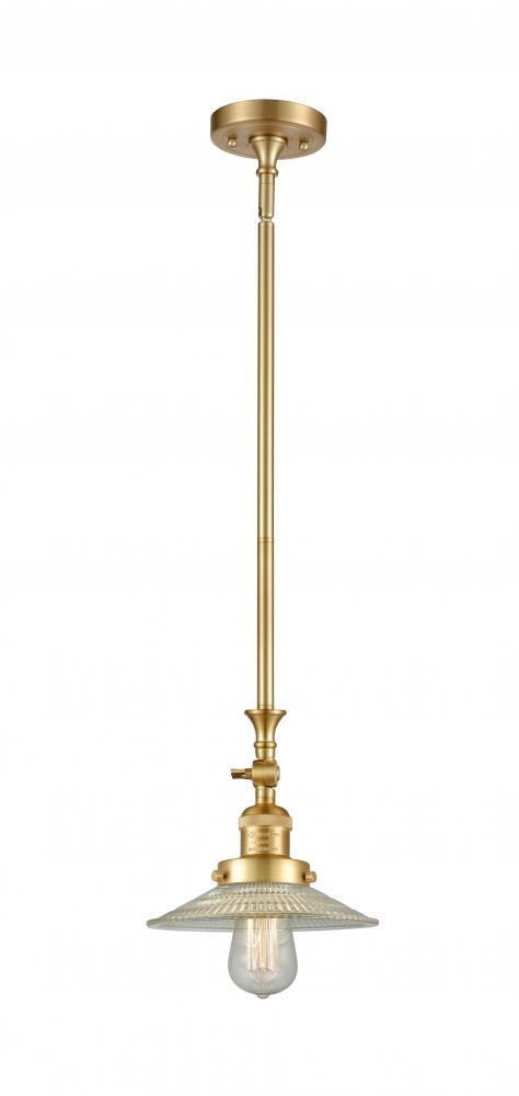 Halophane - 1 Light - 9 inch - Satin Gold - Stem Hung - Adjustable Mini Pendant