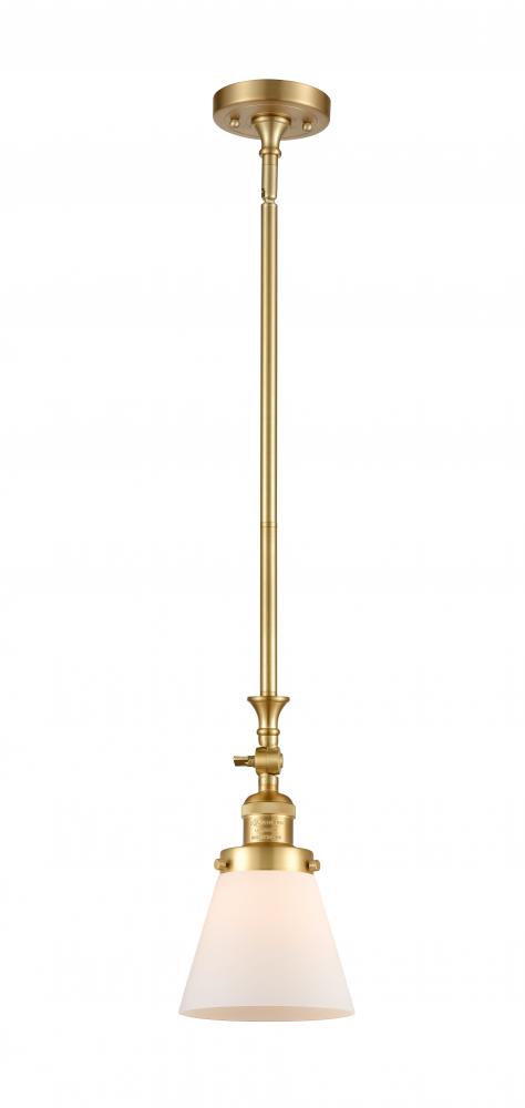 Cone - 1 Light - 6 inch - Satin Gold - Stem Hung - Adjustable Mini Pendant