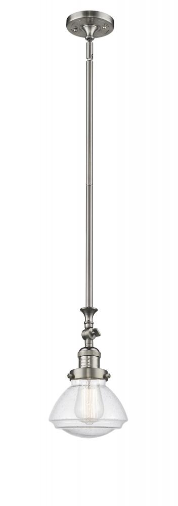 Olean - 1 Light - 7 inch - Brushed Satin Nickel - Stem Hung - Adjustable Mini Pendant