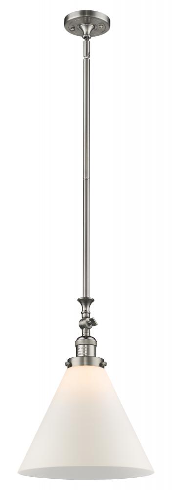 Cone - 1 Light - 12 inch - Brushed Satin Nickel - Stem Hung - Adjustable Mini Pendant