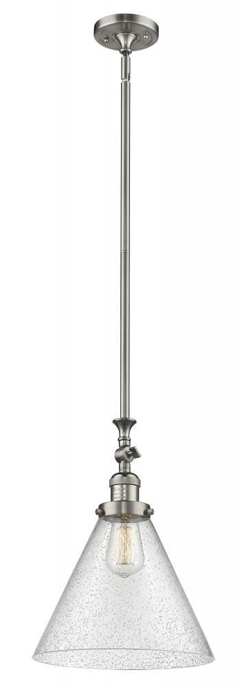 Cone - 1 Light - 12 inch - Brushed Satin Nickel - Stem Hung - Adjustable Mini Pendant