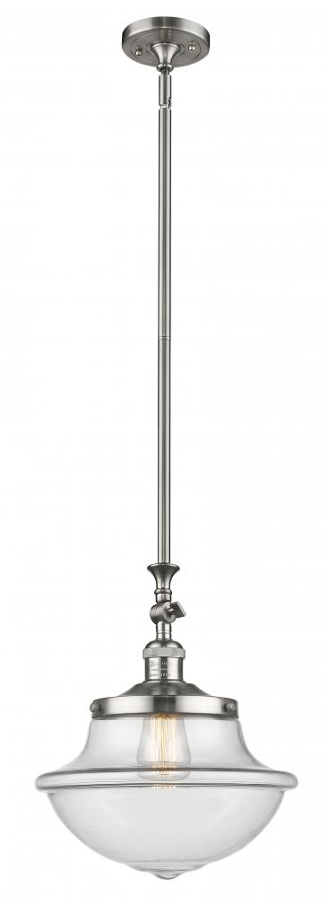 Oxford - 1 Light - 12 inch - Brushed Satin Nickel - Stem Hung - Adjustable Mini Pendant