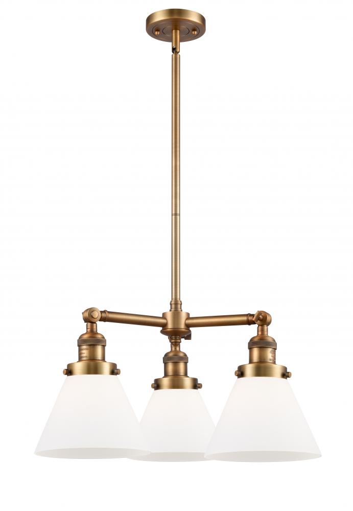 Cone - 3 Light - 22 inch - Brushed Brass - Stem Hung - Chandelier