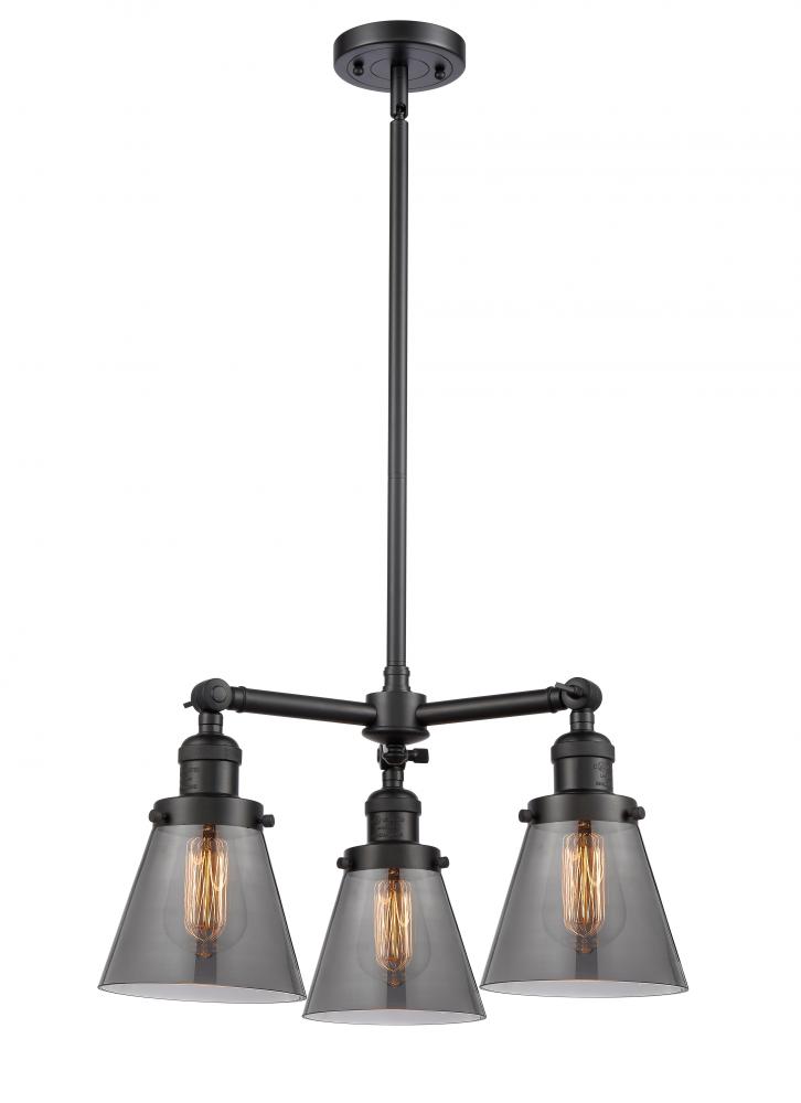 Cone - 3 Light - 19 inch - Matte Black - Stem Hung - Chandelier