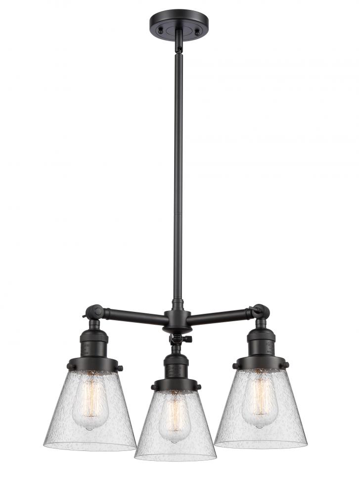 Cone - 3 Light - 19 inch - Matte Black - Stem Hung - Chandelier