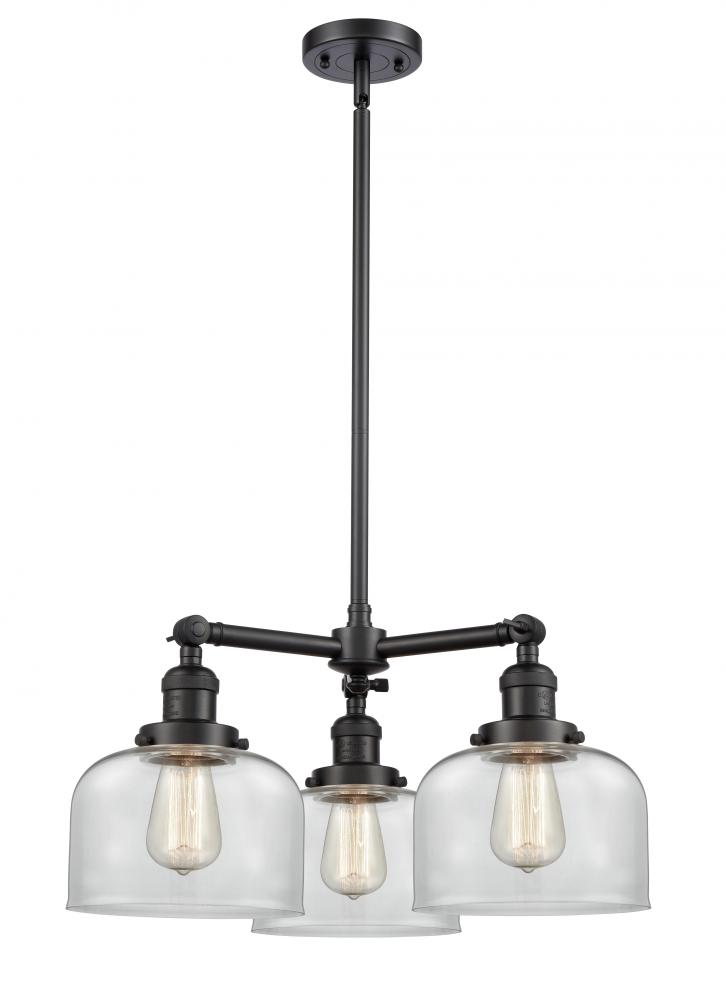 Bell - 3 Light - 22 inch - Matte Black - Stem Hung - Chandelier