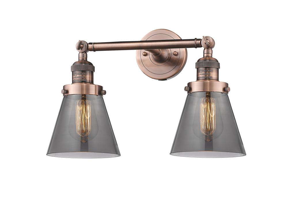 Cone - 2 Light - 16 inch - Antique Copper - Adjustable Bath Vanity Light