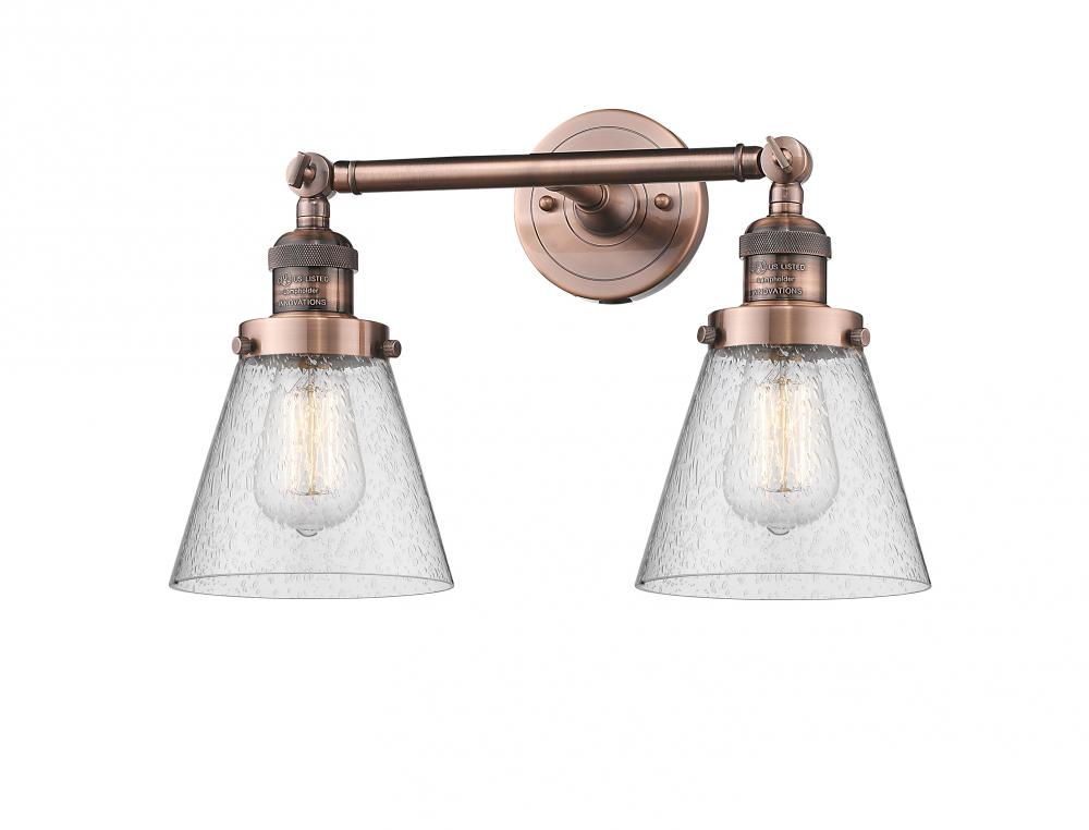 Cone - 2 Light - 16 inch - Antique Copper - Adjustable Bath Vanity Light