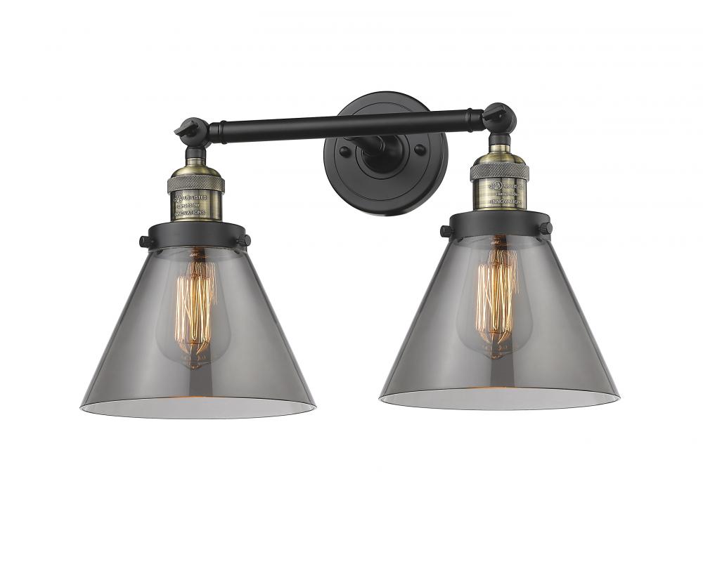 Cone - 2 Light - 18 inch - Black Antique Brass - Adjustable Bath Vanity Light