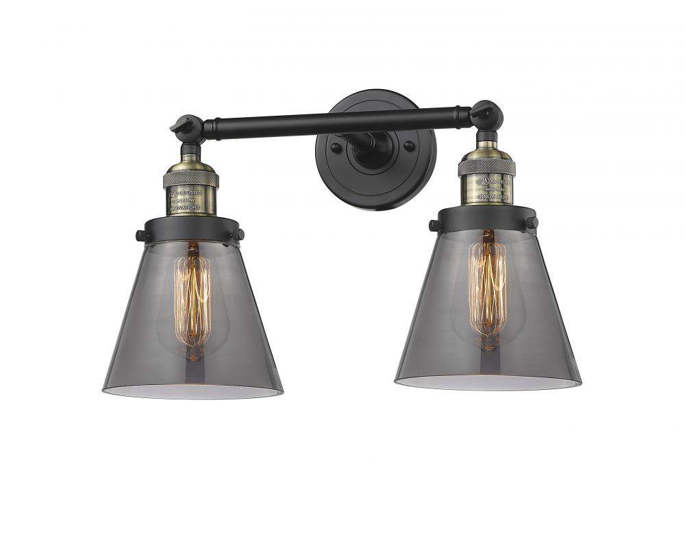 Cone - 2 Light - 16 inch - Black Antique Brass - Adjustable Bath Vanity Light
