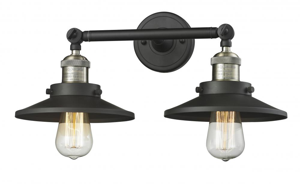 Railroad - 2 Light - 18 inch - Black Antique Brass - Adjustable Bath Vanity Light