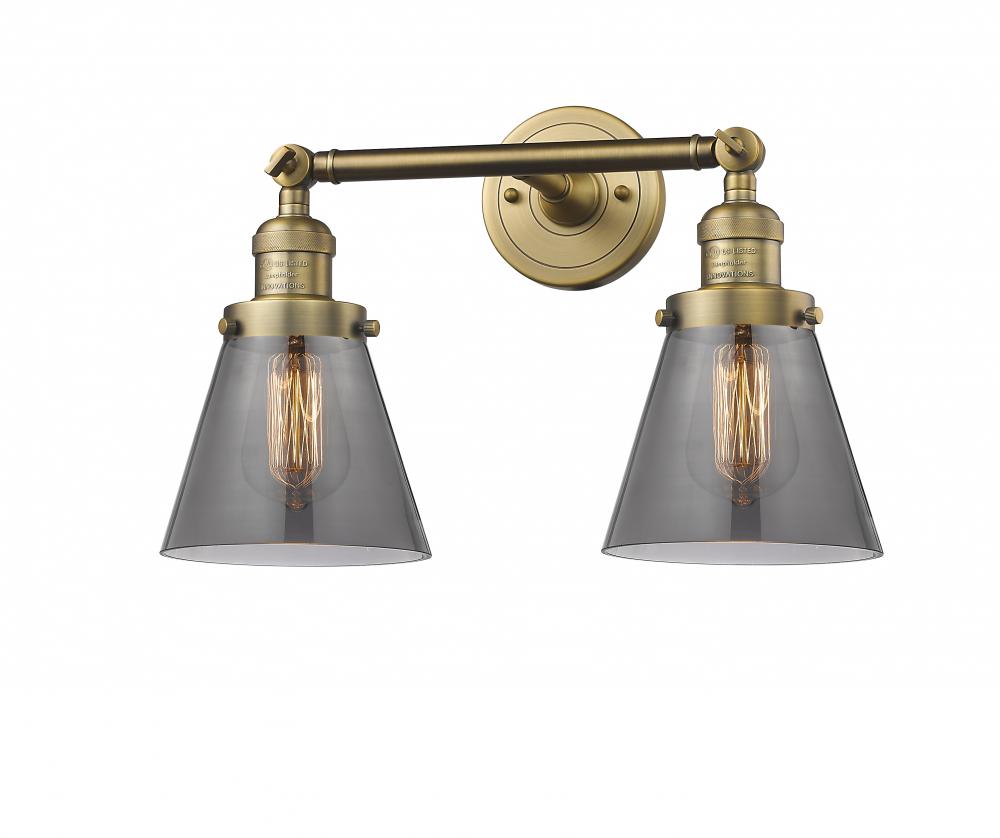 Cone - 2 Light - 16 inch - Brushed Brass - Adjustable Bath Vanity Light