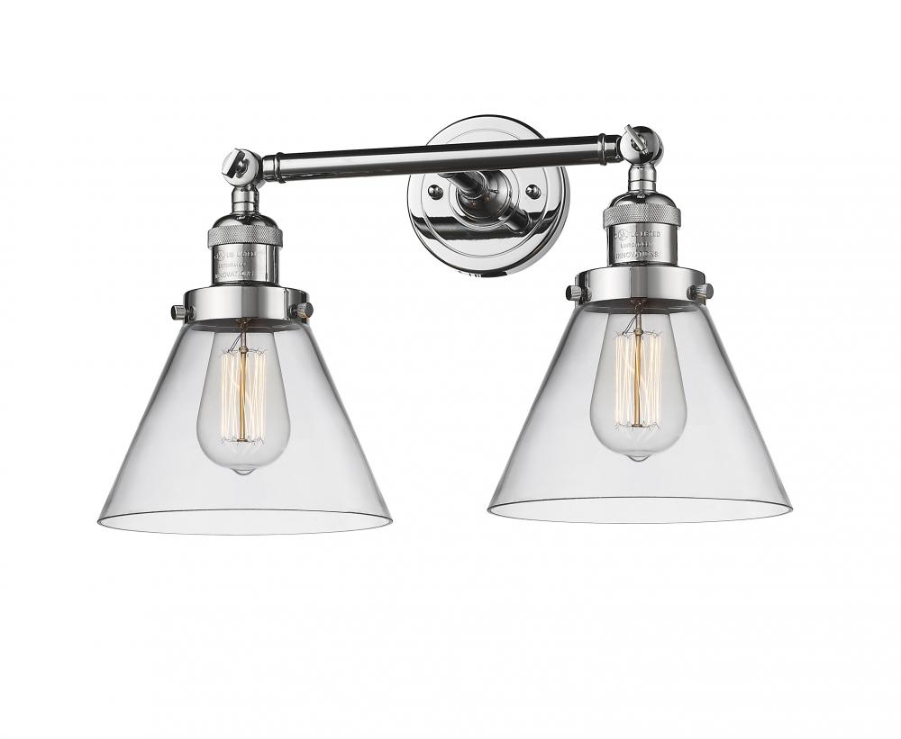 Cone - 2 Light - 18 inch - Polished Chrome - Adjustable Bath Vanity Light