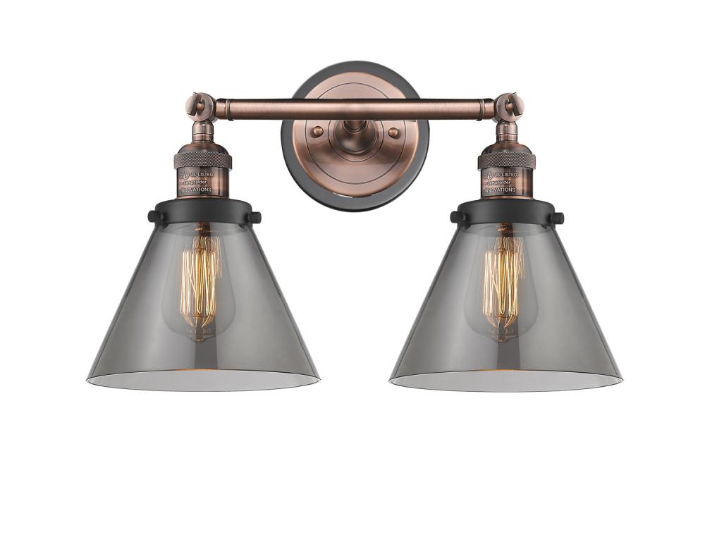 Cone - 2 Light - 18 inch - Antique Copper - Adjustable Bath Vanity Light