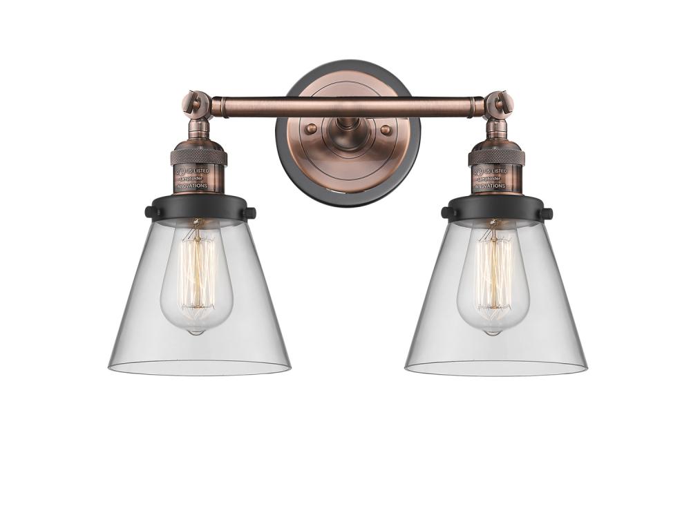 Cone - 2 Light - 16 inch - Antique Copper - Adjustable Bath Vanity Light