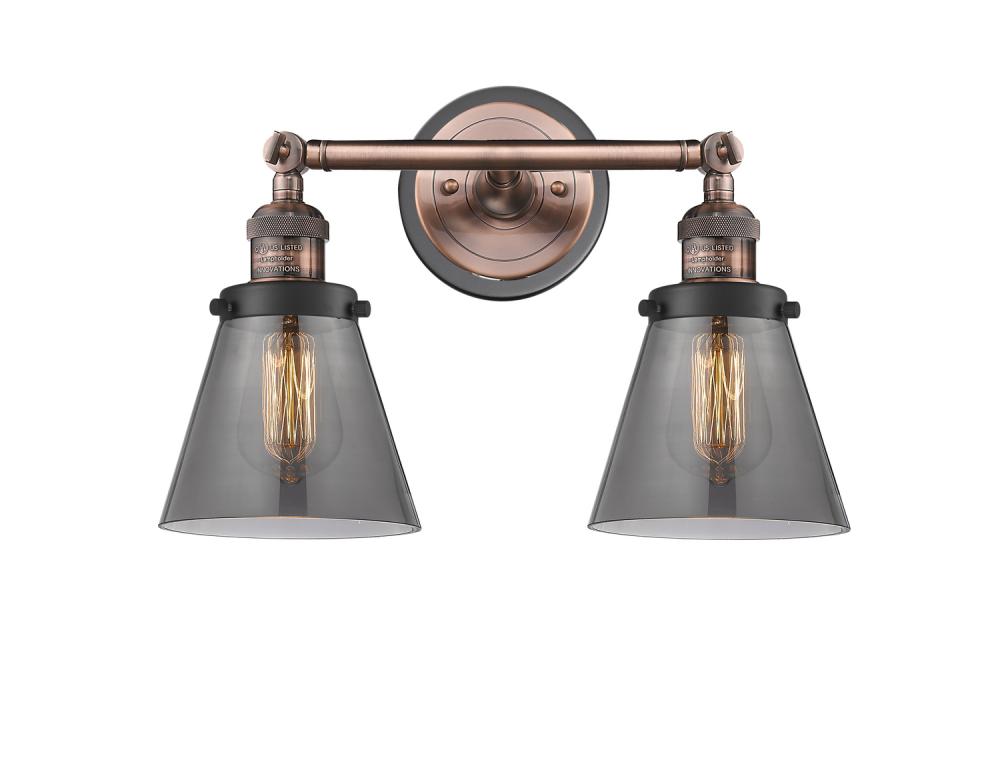 Cone - 2 Light - 16 inch - Antique Copper - Adjustable Bath Vanity Light