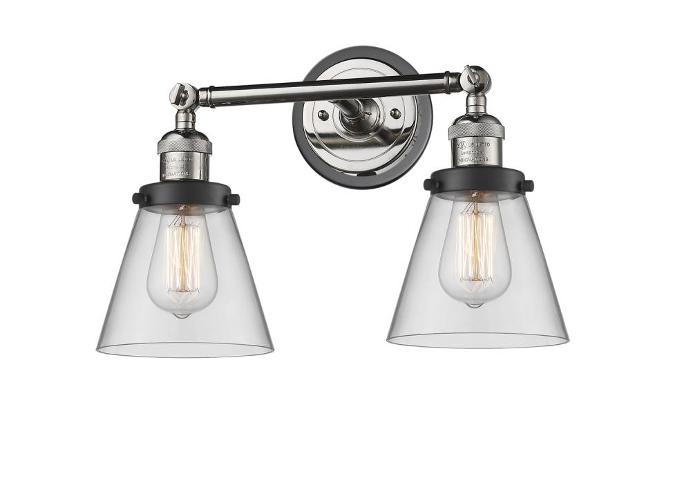 Cone - 2 Light - 16 inch - Polished Nickel - Adjustable Bath Vanity Light