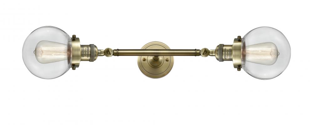Beacon - 2 Light - 6 inch - Antique Brass - Adjustable Bath Vanity Light