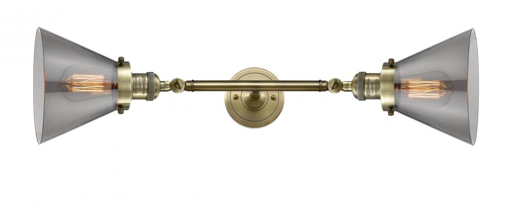 Cone - 2 Light - 8 inch - Antique Brass - Adjustable Bath Vanity Light