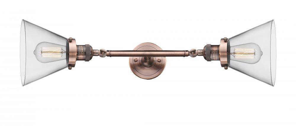 Cone - 2 Light - 8 inch - Antique Copper - Adjustable Bath Vanity Light