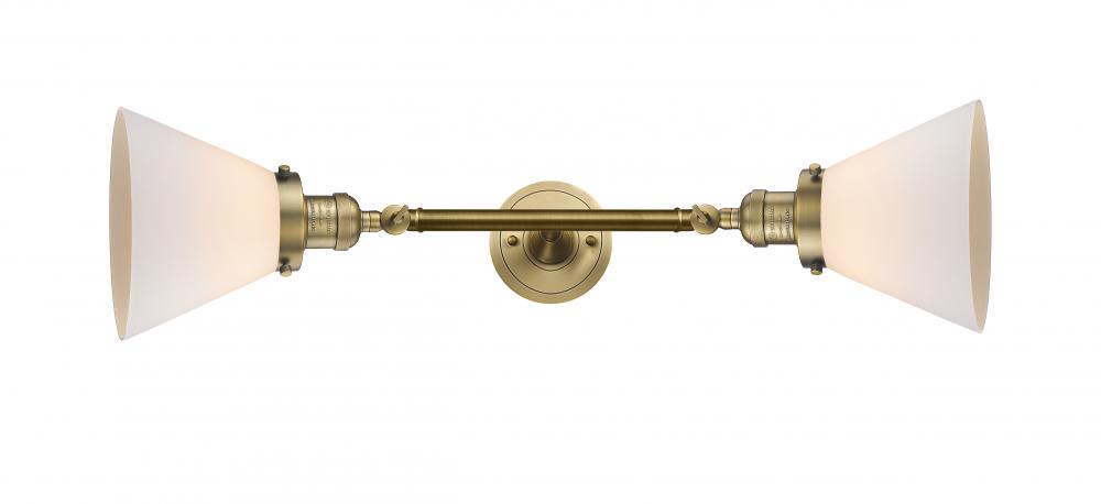 Cone - 2 Light - 8 inch - Brushed Brass - Adjustable Bath Vanity Light