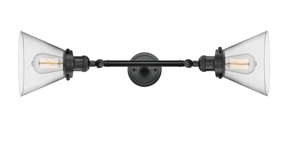 Cone - 2 Light - 8 inch - Matte Black - Adjustable Bath Vanity Light