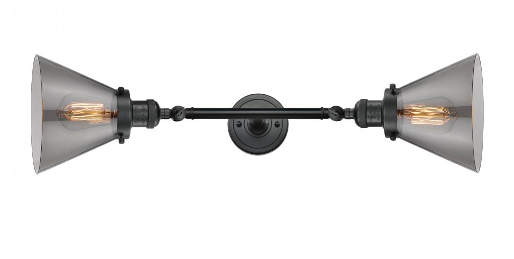 Cone - 2 Light - 8 inch - Matte Black - Adjustable Bath Vanity Light