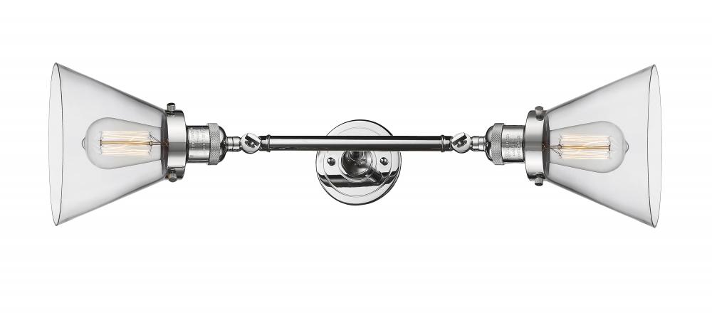 Cone - 2 Light - 8 inch - Polished Chrome - Adjustable Bath Vanity Light