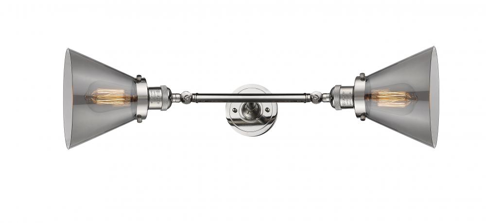 Cone - 2 Light - 8 inch - Polished Nickel - Adjustable Bath Vanity Light