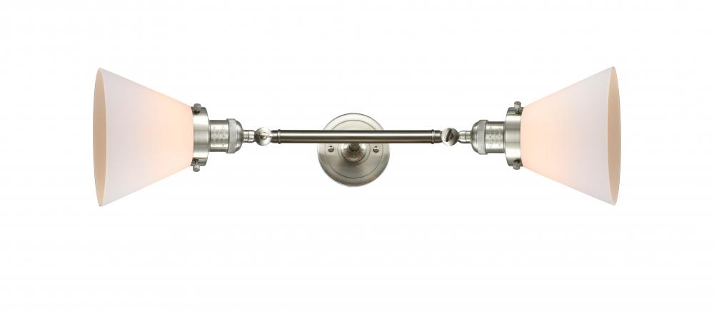 Cone - 2 Light - 8 inch - Brushed Satin Nickel - Adjustable Bath Vanity Light