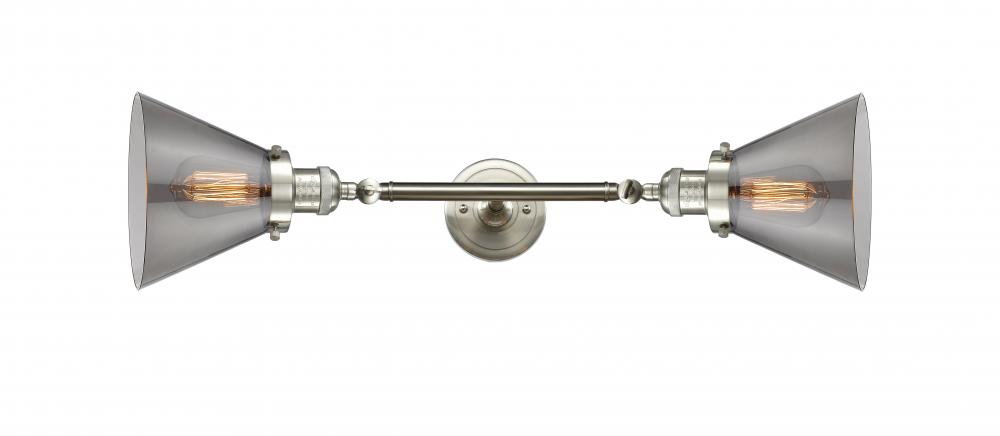 Cone - 2 Light - 8 inch - Brushed Satin Nickel - Adjustable Bath Vanity Light
