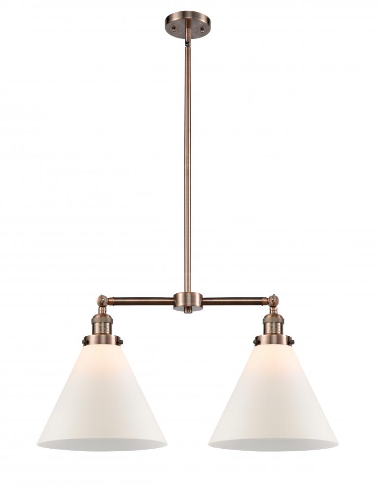 Cone - 2 Light - 21 inch - Antique Copper - Stem Hung - Adjustable Island Light