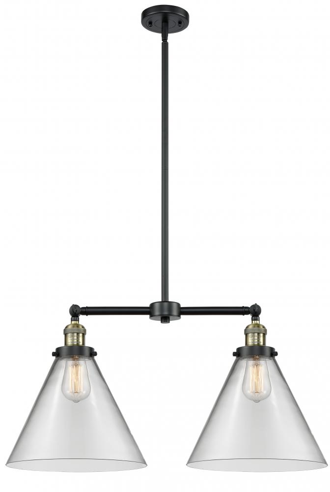 Cone - 2 Light - 21 inch - Black Antique Brass - Stem Hung - Adjustable Island Light