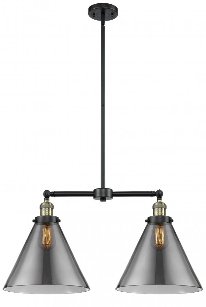 Cone - 2 Light - 21 inch - Black Antique Brass - Stem Hung - Adjustable Island Light