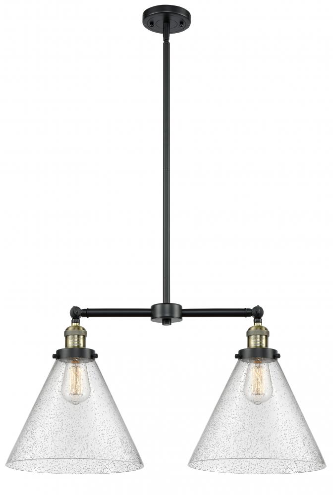 Cone - 2 Light - 21 inch - Black Antique Brass - Stem Hung - Adjustable Island Light