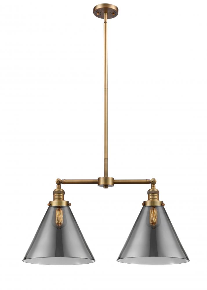 Cone - 2 Light - 21 inch - Brushed Brass - Stem Hung - Adjustable Island Light