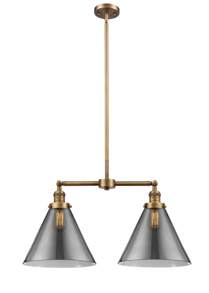 Cone - 2 Light - 21 inch - Brushed Brass - Stem Hung - Adjustable Island Light