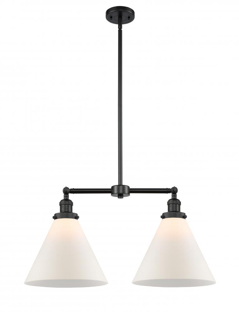Cone - 2 Light - 21 inch - Matte Black - Stem Hung - Adjustable Island Light