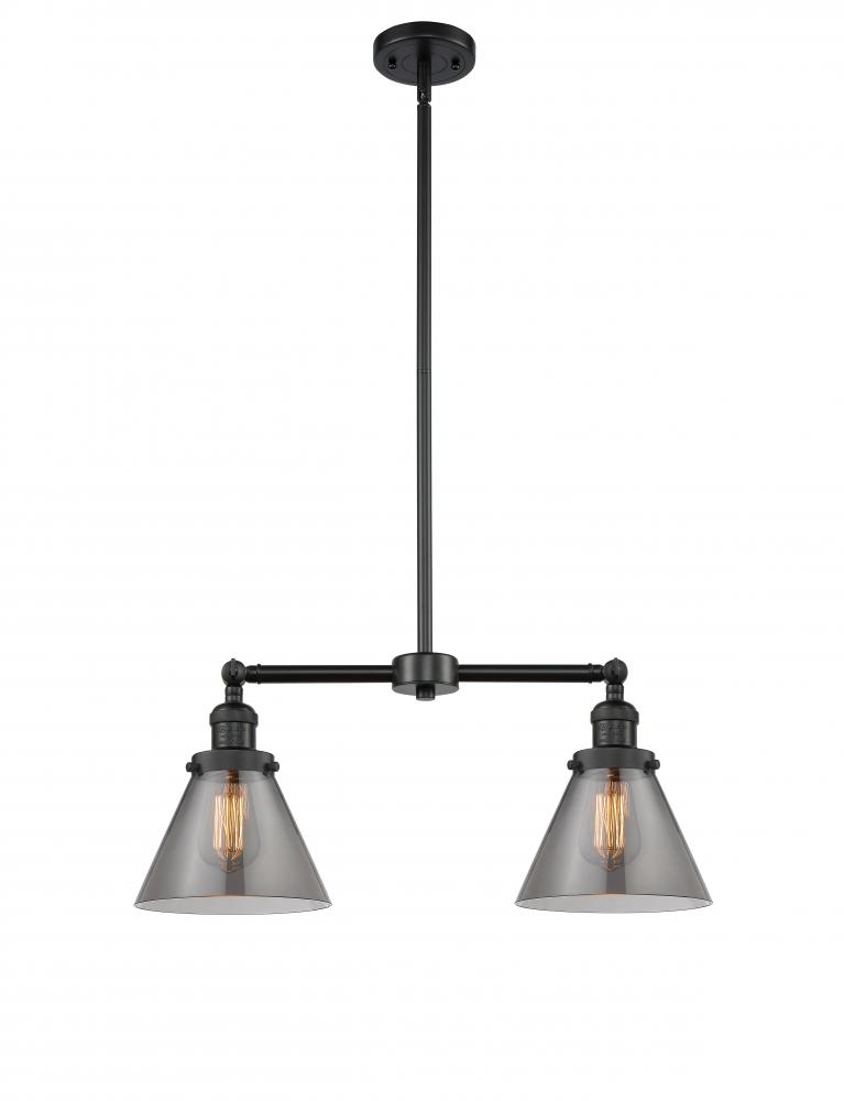 Cone - 2 Light - 21 inch - Matte Black - Stem Hung - Adjustable Island Light