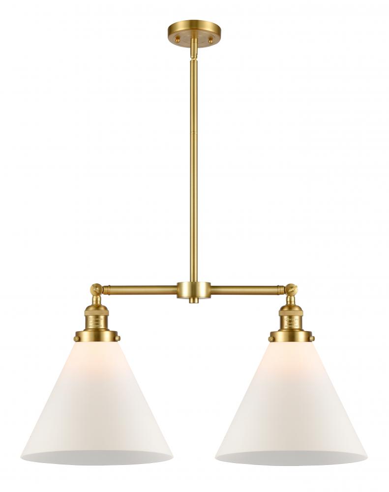 Cone - 2 Light - 21 inch - Satin Gold - Stem Hung - Adjustable Island Light