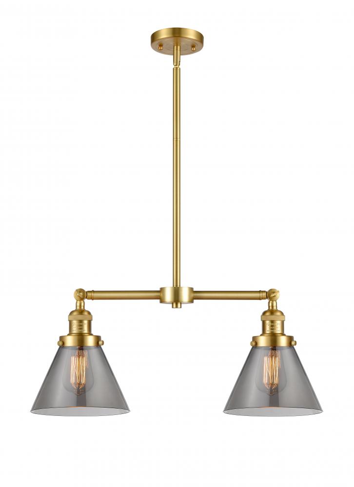 Cone - 2 Light - 21 inch - Satin Gold - Stem Hung - Adjustable Island Light