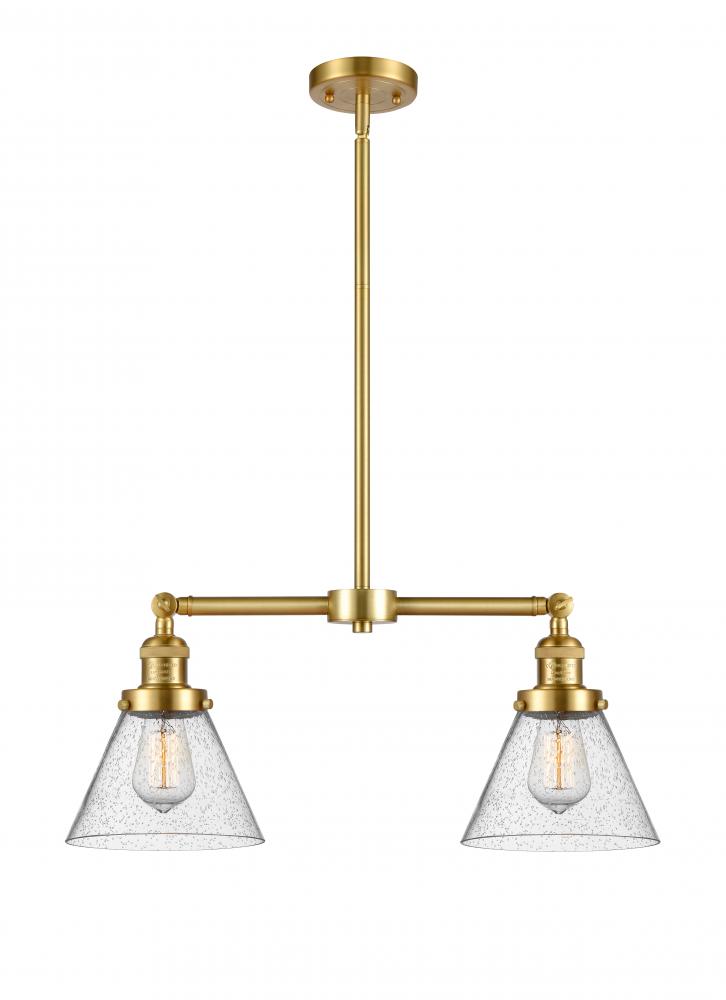Cone - 2 Light - 21 inch - Satin Gold - Stem Hung - Adjustable Island Light