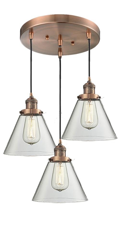 Large Cone 3 Light Multi-Pendant