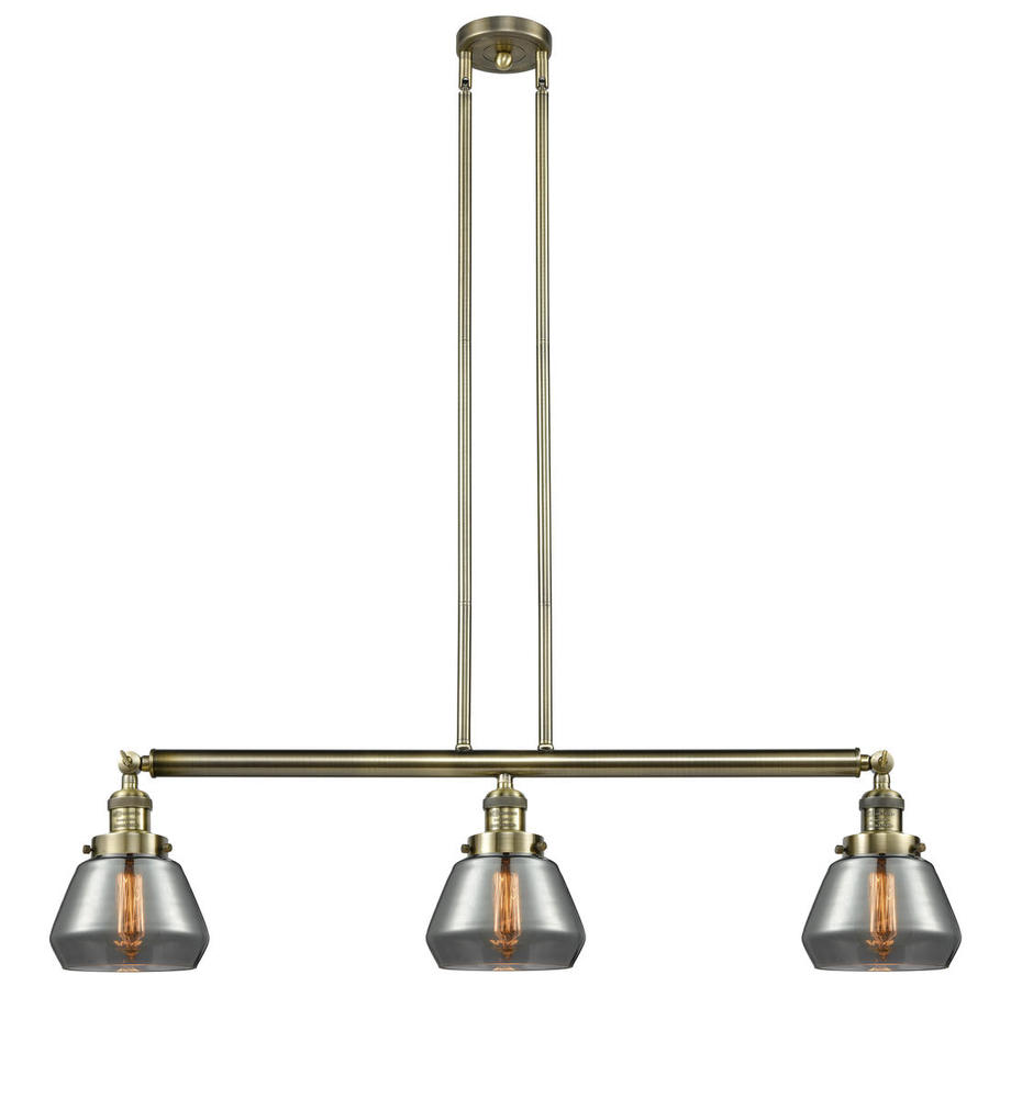 Fulton - 3 Light - 39 inch - Antique Brass - Stem Hung - Adjustable Island Light